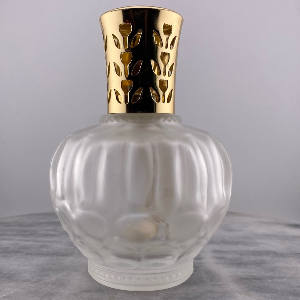 Eden Catalytic Lamp in Frosted Glass with Gold Tone Crown
